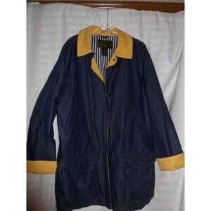 Eddie Bauer Navy & Yellow Raincoat VTG Men's L or Women's XL Maise and Blue